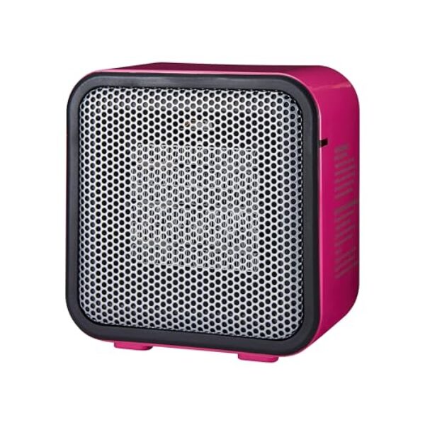 Amazon Basics 500-Watt Ceramic Small Indoor Space Heater, Personal Mini - 5.87"D x 3.2"W x 6"H, Pink