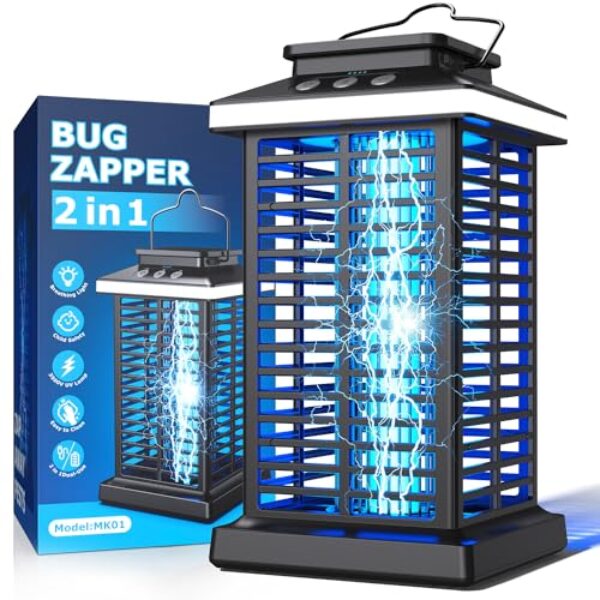 Bug Zapper Outdoor, Mosquito Zapper 2 in 1 Portable & Rechargeable Bug Zapper Outdoor with 4000mAh Battery & LED Night Light, 4000V Electric Fly Zapper for Outside,Patio,Backyard,Garden Father