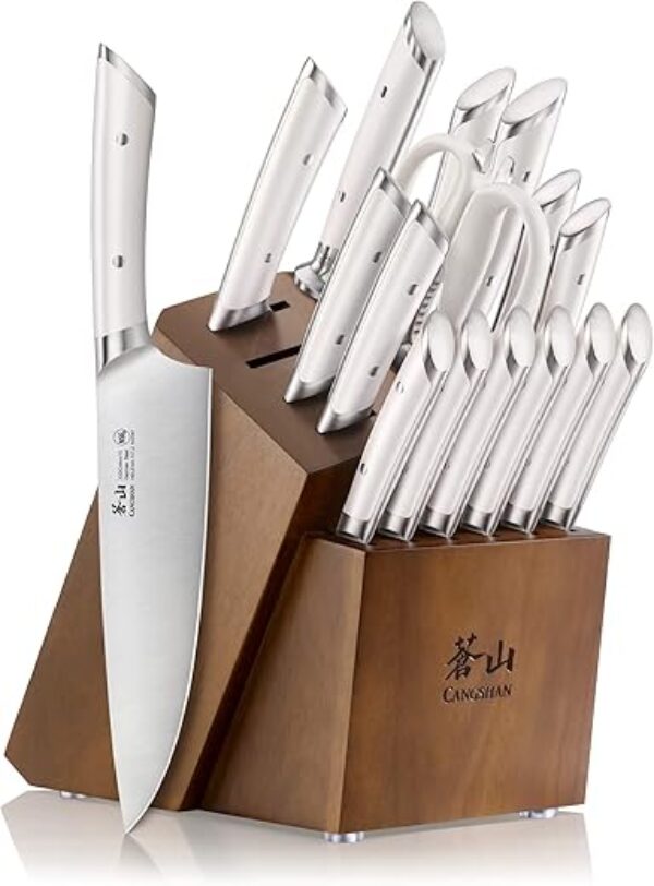 Cangshan HELENA Series German Steel Forged Knife Block Set (17-Piece, White)