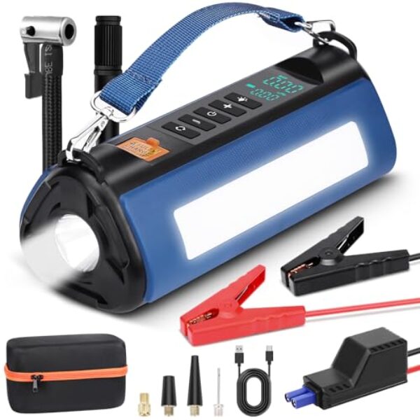 Car Jump Starter with Air Compressor, 150PSI Digital Portable Tire Inflator, ZATOOTO 1000A Jump Starter Battery Pack (5.0 Gas/5.0L Diesel) with Emergency Power Supply 2 Types of Lights