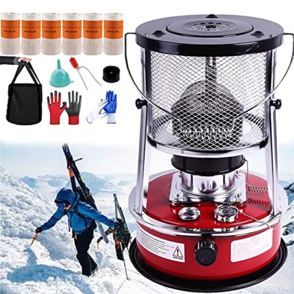 Efficient Petroleum Heater, Portable Petroleum Stove For Indoors, Radiant Heater With Automatic Extinguisher And Perimeter Protection, for Emergency Heating(Color:Red 4.6L)