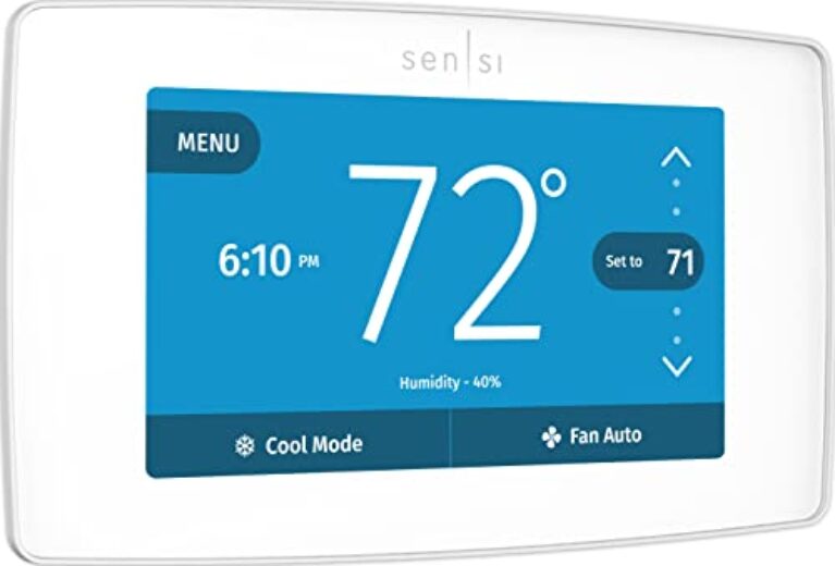 EMERSON Sensi Touch Wi-Fi Smart Thermostat with Touchscreen Color Display, Works with Alexa, Energy Star Certified, C-wire Required, ST75W , White