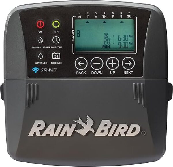 Rain Bird ST8I-2.0 Smart Indoor WiFi Sprinkler/Irrigation System Timer/Controller, WaterSense Certified, 8-Zone/Station, Compatible with Amazon Alexa