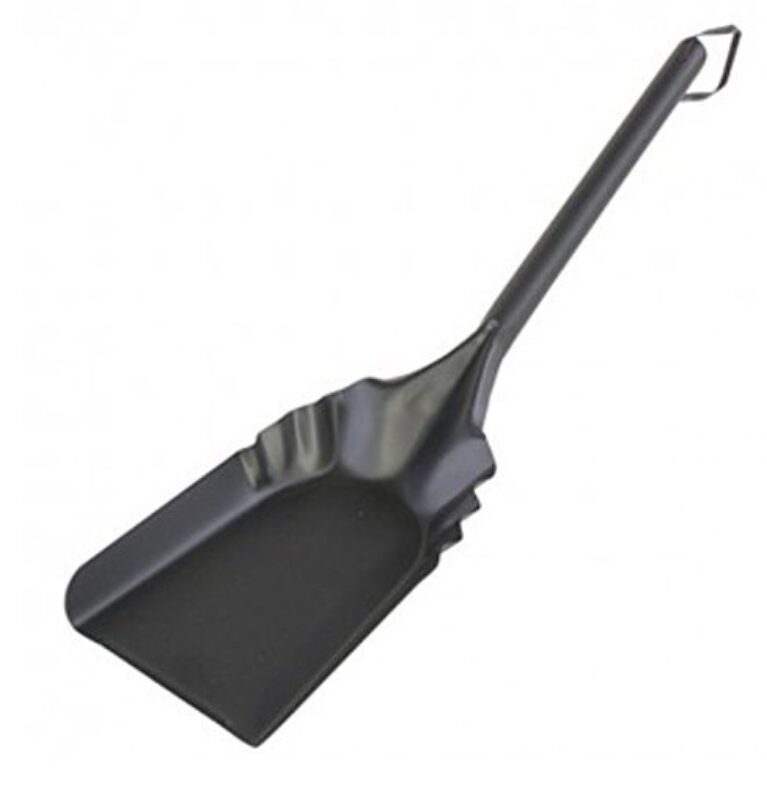 Rocky Mountain Goods Fireplace Shovel 17" - Heavy gauge steel - Heat resistant finish - Leather hang strap - Coal shovel