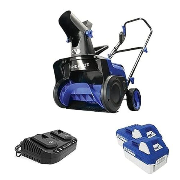 Snow Joe 24V-X2-SB15 48-Volt IONMAX Cordless Single-Stage Snow Blower Kit, 15-inch, Brushless 750W Motor, w/ 2 x 4.0-Ah Batteries + Dual Port Charger