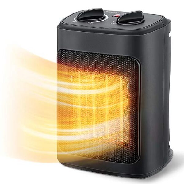 Space Heater, 1500W Electric Heaters Indoor Portable with Thermostat, PTC Fast Heating Ceramic Room Small Heater with Heating and Fan Modes for Bedroom, Office and Indoor Use