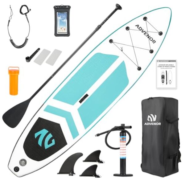 ADVENOR Paddle Board 11'x33 x6 Extra Wide Inflatable Stand Up with SUP Accessories Including Adjustable Paddle,Backpack,Waterproof Bag,Leash,and Hand Pump,Repair Kit (Green)