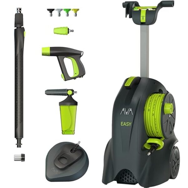 AVA Easy P50 Pressure Washer XL, 2050 Max PSI 1.85 Max GPM 1800 W, High Power Washer for Car Wash, incl Premium Foam Cannon, Slim Patio Cleaner, 40 ft Flexi Hose, Zoom Lance, and 5 Nozzles tips