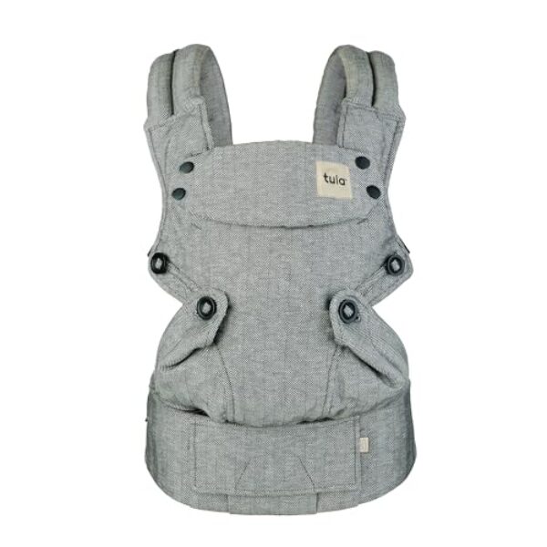 Baby Tula Explore Baby Carrier, Adjustable Newborn to Toddler Carrier, Ergonomic and Multiple Positions for 7 – 45 pounds (Linen Ash)