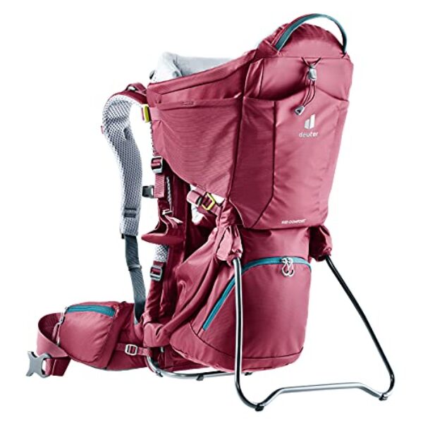 Deuter Kid Comfort Child Carrier and Backpack for Travel & Hiking with Toddlers - Maroon