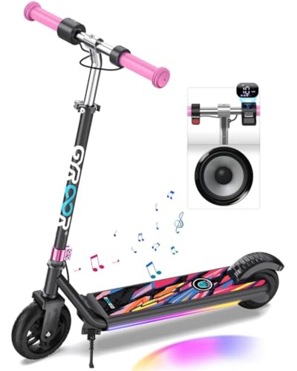 Gyroor H30 Max Electric Scooter for Kids Ages 8-12, 150W Powerful Motor, Bluetooth Music, Dual Brake System, Adjustable Height and Speed, Best Gifts for Kids