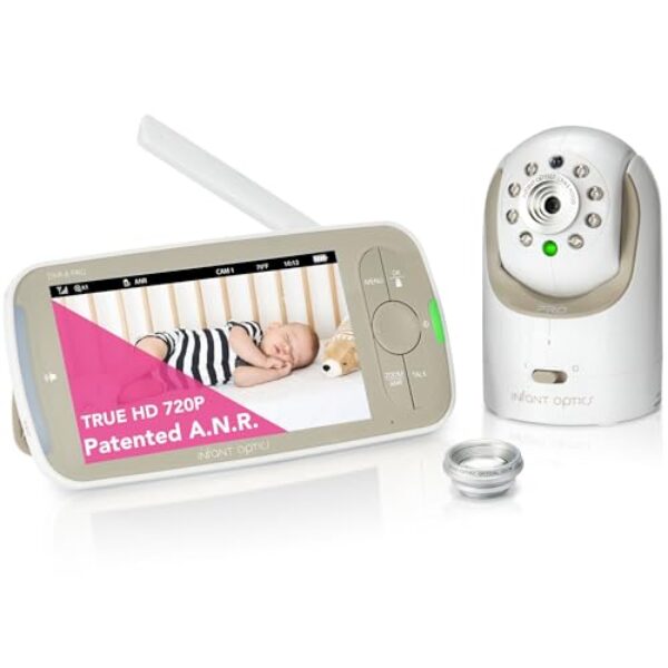 Infant Optics DXR-8 PRO Video Baby Monitor, 720P HD Resolution 5" Display, Patented A.N.R. (Active Noise Reduction), No WiFi, Pan Tilt Zoom, and Interchangeable Lenses