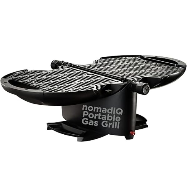 nomadiQ Portable Propane Gas Grill | Perfect Camping Grill for BBQ | Small Lightweight Outdoor Grill | Portable Grill for Tailgating, RV, Travel, Boats and more | Mini, Portable, Gas Barbecue Grill