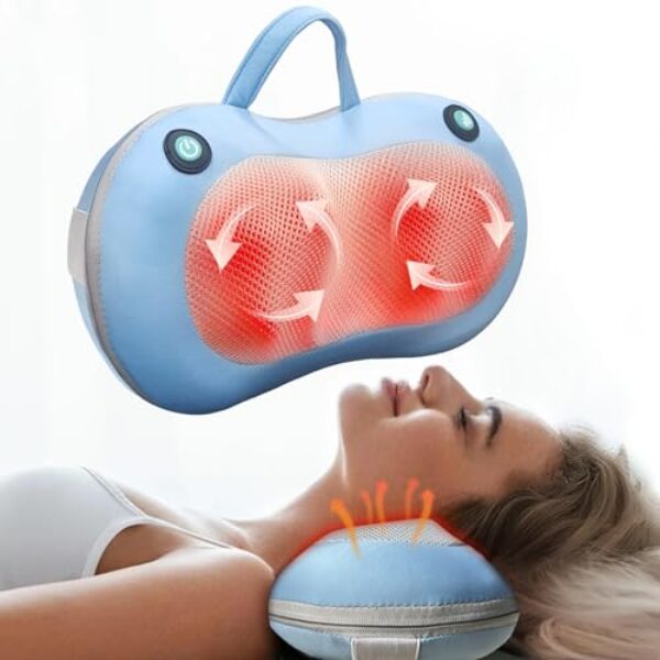 Xllent Neck Massager for Pain Relief Deep Tissue - Shiatsu Back and Neck Massager,Back Massager Deep Tissue Kneading Massager with Heat,Electric Massage Pillow(Blue)