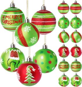 12 Pcs 2.4 Inch Christmas Ball Ornaments for Tree,Red and Green Glittering Hanging Bulbs Pendants for Christmas Tree Decorations