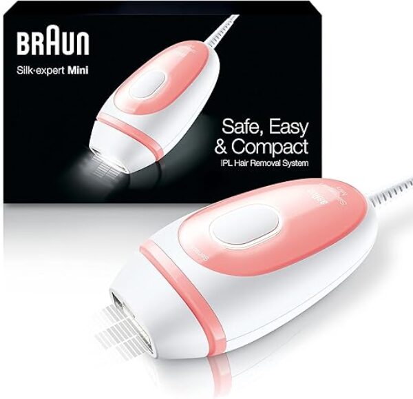 Braun IPL Long-Lasting Hair Removal for Women and Men, Silk Expert Mini PL1014 with Venus Razor, Long-Lasting Hair Reducation in Hair Regrowth for Body & Face, Corded