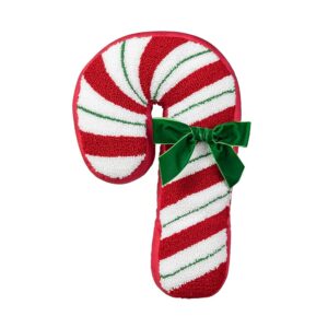 Glitzhome 15.75" H Hooked Christmas Candy Cane Shaped Pillow, Decorative Throw Pillows Cushion for Xmas Sofa Couch Bed