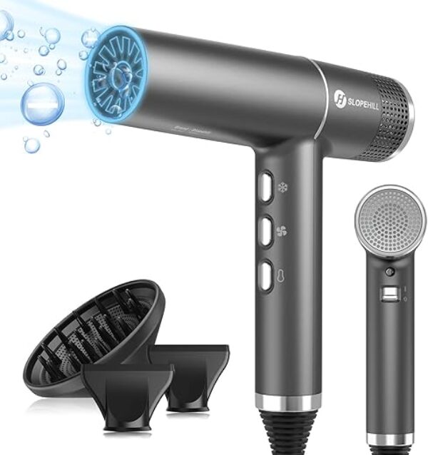 Slopehill Hair Dryer with Unique Brushless Motor | Intelligent Fault Diagnosis | Innovative Microfilter | Oxy Active Technology | Led Display (Gray)