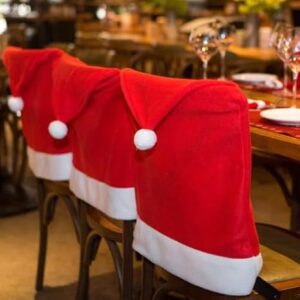 4 PCS Santa Hat Chair Covers for Christmas