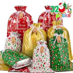 Asoulin Christmas Drawstring Gift Bags - 32 PCS