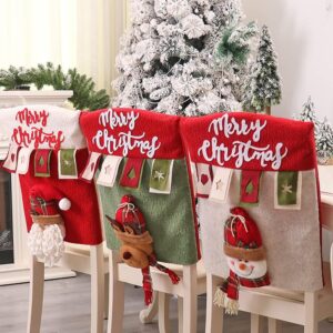 Set of 6 Holiday Chair Covers - Santa, Snowman, Reindeer