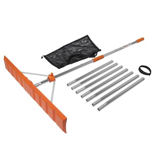 EZ Smart Snow Roof Rake, Adjustable 36IN Blade V-Blade Technology, Prevents Ice Dams, 21ft Reach Pole Included, Quick Assembly, Carrying Bag Included, NO wheels or sharpe edge to damage your shingles.