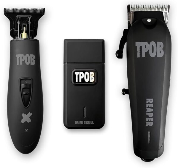 TPOB Slime 2 Black Clipper Trimmer Shaver Set Barber Hair Clippers for Men 6800 RPM with Rubber Case