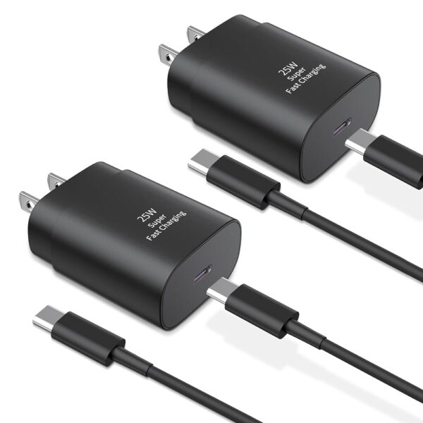 2-Pack 25W Fast Type C Charger with Cable