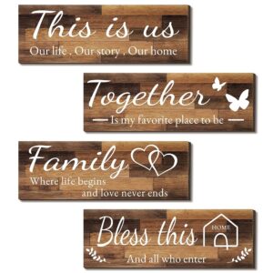 4-Piece Rustic Family Wall Decor Set