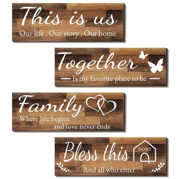 4-Piece Rustic Family Wall Decor Set