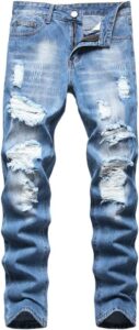 AITITIA Men's Ripped Regular Jeans