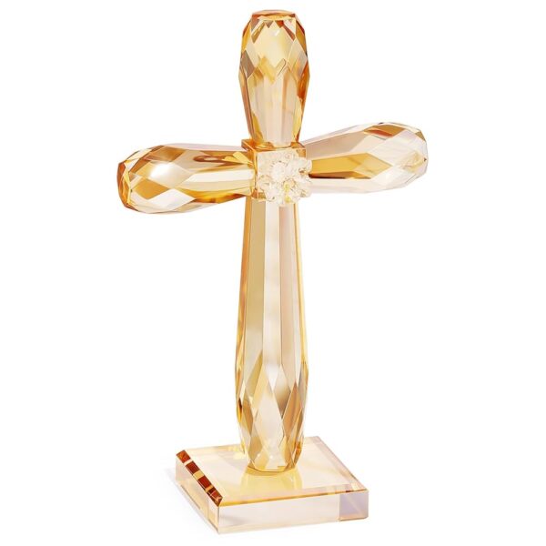 Champagne Crystal Standing Cross Figurine