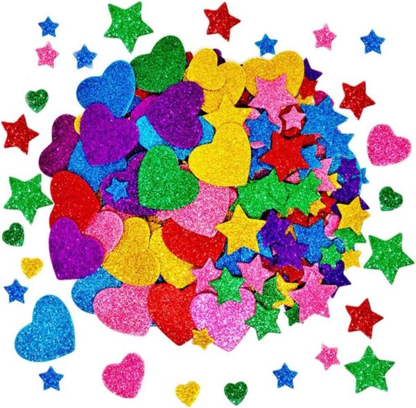 Colorful Glitter Foam Stickers - 260 Pieces