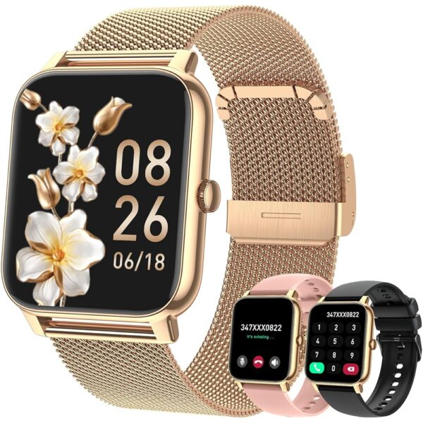 Gold Fitness Tracker Smart Watch for Women