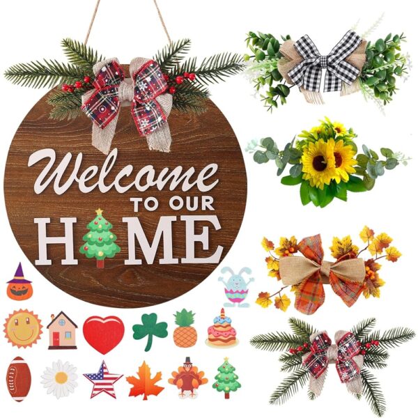 Interchangeable Seasonal Front Door Welcome Sign