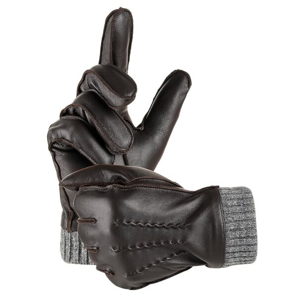 Men's Cashmere Lined Leather Motorcycle Gloves