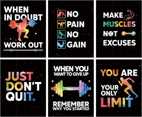 Motivational Gym Wall Art Set of 6