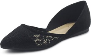 Ollio Women's Floral Faux Suede Ballet Flats