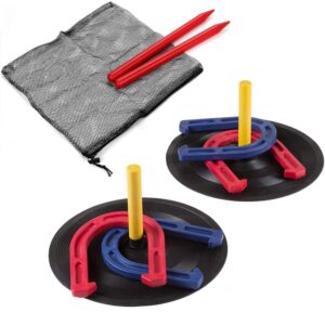 Outdoor Indoor Rubber Horseshoes Game Set