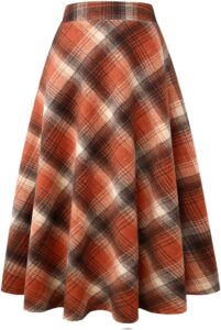 Plaid Wool A-Line Skirt for Women