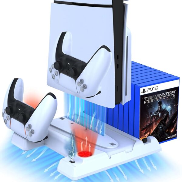 PS5 Slim Stand & Cooling Station with Dual Controller Charger