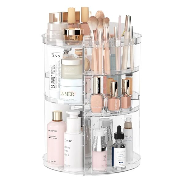 Rotating DIY Makeup Organizer with Adjustable Layers