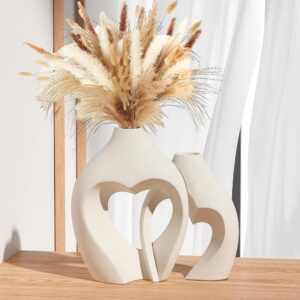 Set of 2 Heart-Shaped White Vases