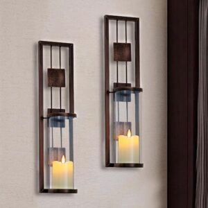 Set of 2 Metal Wall Sconce Candle Holders