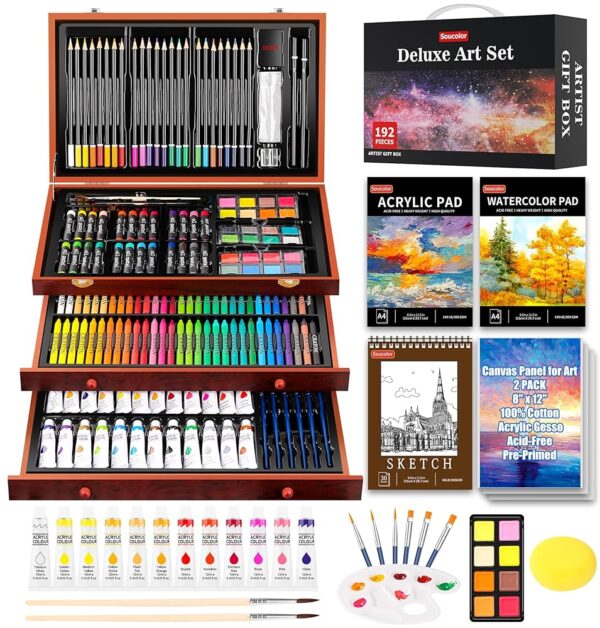 Soucolor 192-Pack Deluxe Art Supplies Set