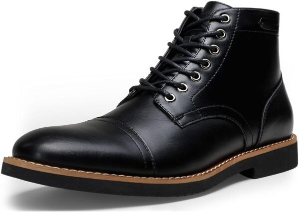 Vostey Men's Leather Cap Toe Chukka Boots