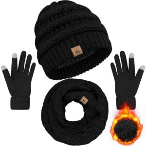 Warm Winter Beanie, Scarf, and Gloves Set