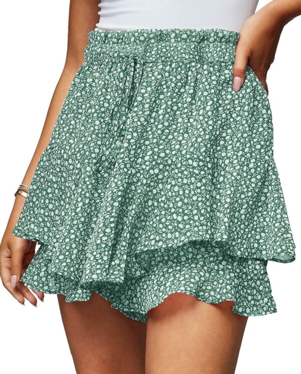 Women's Floral Ruffle Hem Mini Skorts