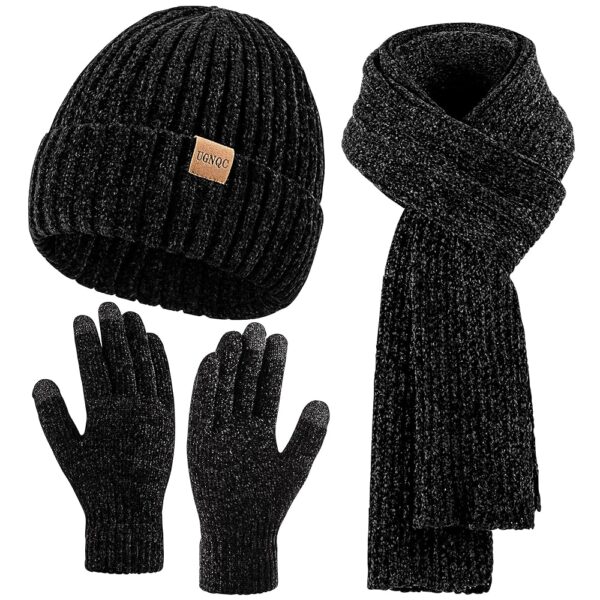 Womens Winter Beanie Scarf Gloves Set