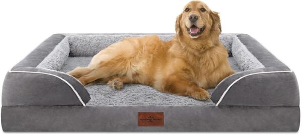 XL Waterproof Orthopedic Dog Bed with Bolster